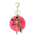 hot alloy fivepointed star diamondstudded small golden ball leather strap tassel hair ball keychain pendant bag accessoriespicture16