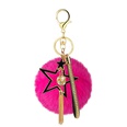 hot alloy fivepointed star diamondstudded small golden ball leather strap tassel hair ball keychain pendant bag accessoriespicture17