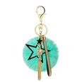 hot alloy fivepointed star diamondstudded small golden ball leather strap tassel hair ball keychain pendant bag accessoriespicture19