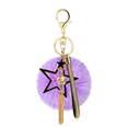 hot alloy fivepointed star diamondstudded small golden ball leather strap tassel hair ball keychain pendant bag accessoriespicture20