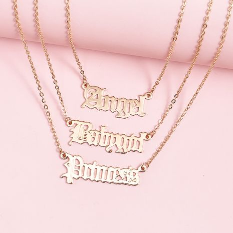 Popular fashion street style multi-layer English letter pendant necklace set wholesale nihaojewelry's discount tags