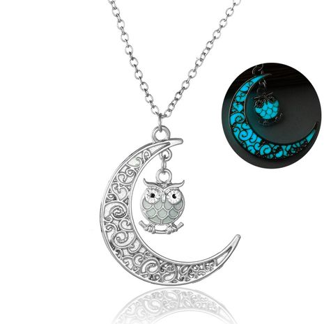  Fashionable Luminous DIY Pendant  Moon Owl Luminous Necklace NHAN252961's discount tags