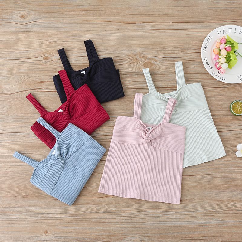5color summer childrens solid color fashion allmatch sleeveless sling tops