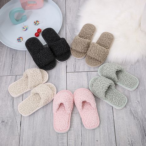 lamb wool winter plush women's lamb wool middle small cotton slippers wholesale NHPE264494's discount tags