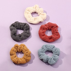 autumn striped hair large intestine circle solid color knitted wool hair rope
