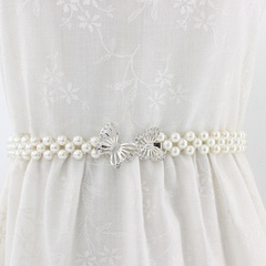 new pearl Korean elastic dress decorated elastic sweet rhinestones waist chain