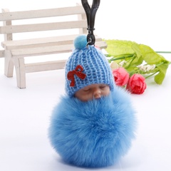 high quality fur ball cartoon sleeping cute doll coin keychain