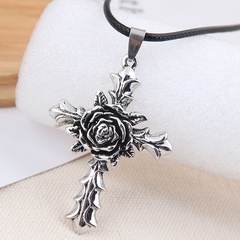 New fashion retro simple cross flower exaggerated alloy necklace