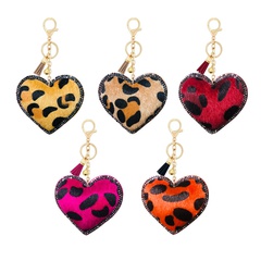 Korean velvet leopard love type diamond small gift keychain pendant bell tassel accessories car luggage ornaments