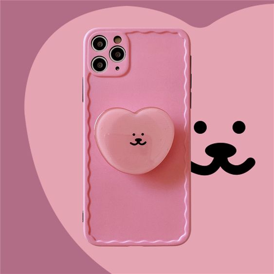 Coque De Support De Dessin Anime De Couleur Unie Pour Apple 11promax Coque De Telephone Portable