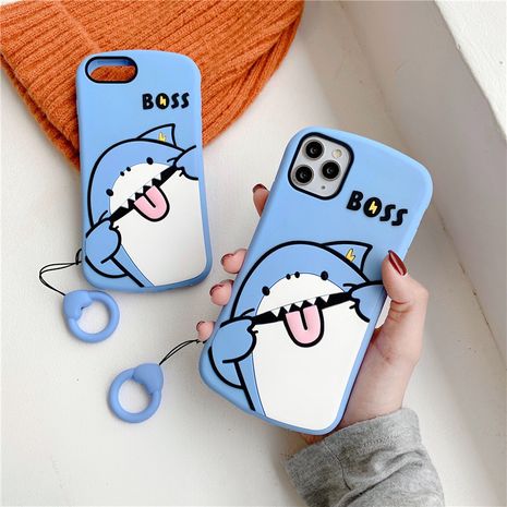 Cute Cartoon Shark Apple 11 Promax Silicone Phone Case for iPhone8plus XR All Inclusive 7p's discount tags