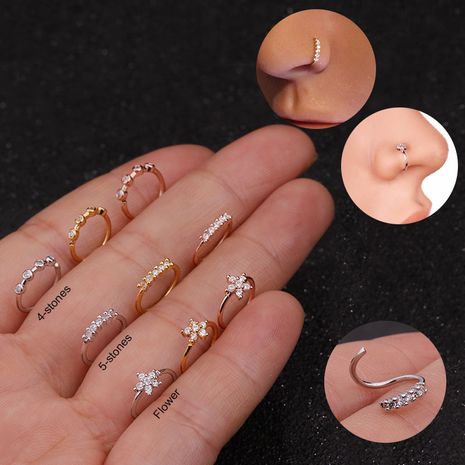 hot sale zircon flower micro-inlaid zircon piercing nose ring's discount tags