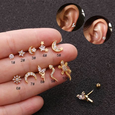 stainless steel thin rod screw  zircon cartilage earrings's discount tags