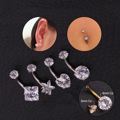 new stainless steel piercing jewelry inner teeth zircon belly nail belly button ring