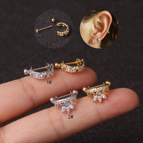 nouvelles boucles d'oreilles zircon avec clip d'oreille micro-incrusté en acier inoxydable's discount tags