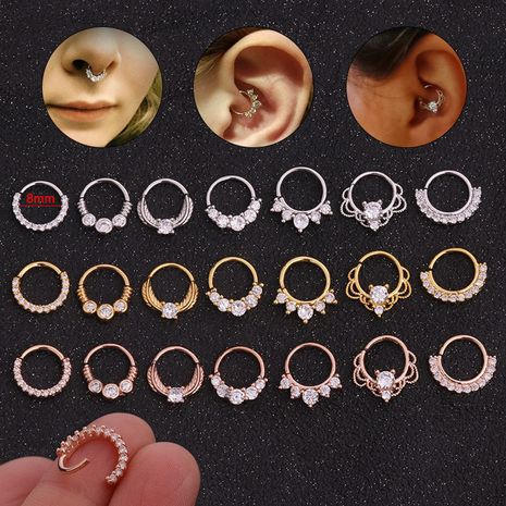 hot sale zircon nose ring micro-inlaid round nasal septum ear bone  wholesale's discount tags