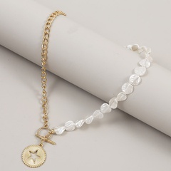Fashion long five-star asymmetrical pearl  beaded pendant necklace