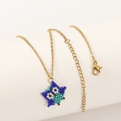 Fashion hand-woven owl  rice bead animal pendant women's necklace