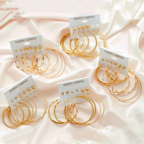 hot sale creative 6 pairs of big circle simple earrings set wholesale's discount tags