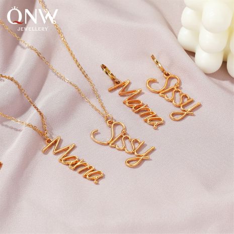 Fashion English letter  necklace  earrings suit jewelry's discount tags