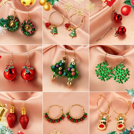 Christmas  creative simple snowman bell earrings  wholesale's discount tags