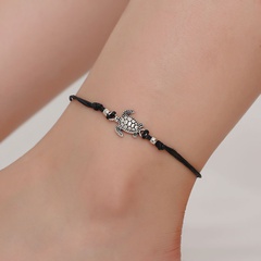 New retro hemp rope hand-woven ancient silver turtle beach anklet wholesale