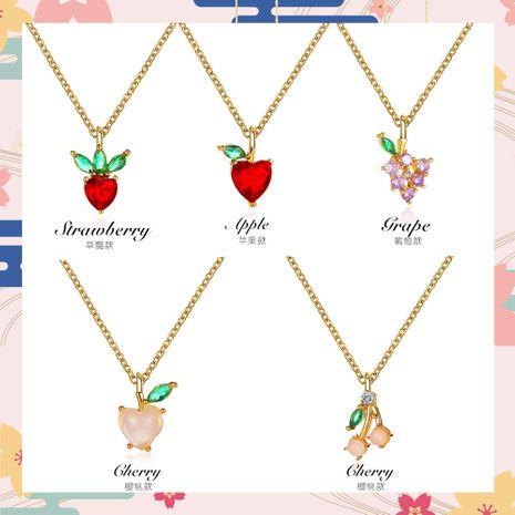 Nouveau collier en cristal doux pendentif pomme de raisin petit collier de fruits frais's discount tags