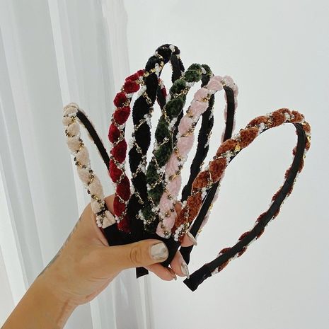 Korean pearl rhinestone woven thin-edged simple wave headband  wholesale's discount tags