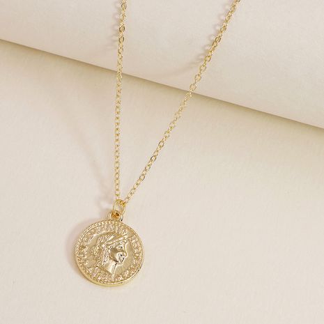 Fashion  new gold coin portrait alloy pendant necklace's discount tags