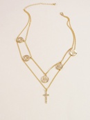 new  double gold coin cross alloy pendant necklacepicture8