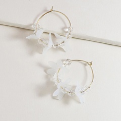 Fashion Cute Flower Acrylic Crystal White Flower alloy Earrings