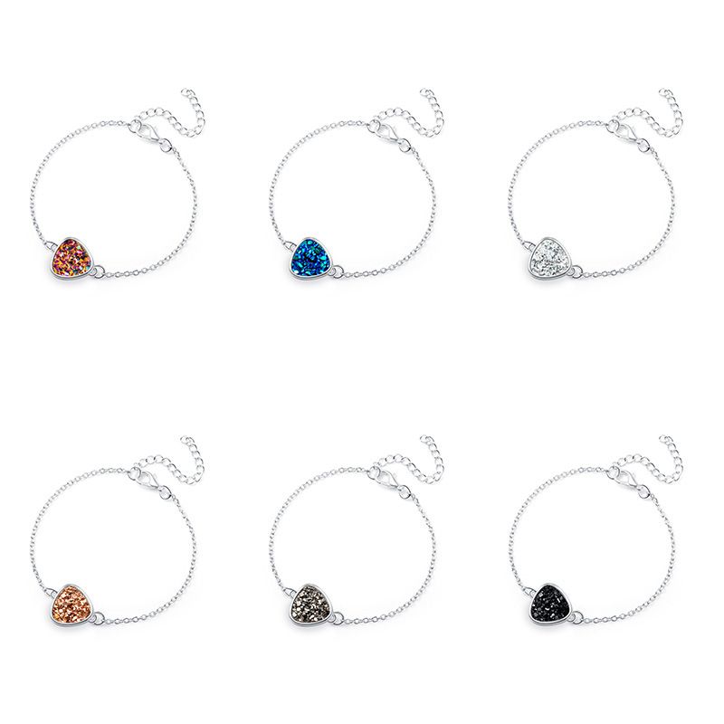 hotsaling peach heart simple natural stone  cluster Christmas crystal alloy bracelet
