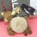 New PU cartoon Christmas elk fur ball keychainpicture14