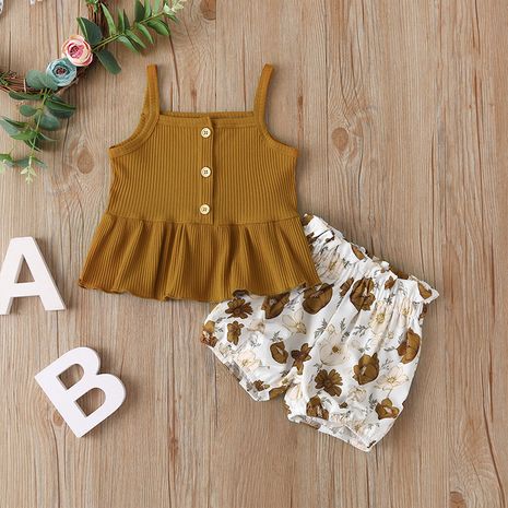 printed tank top shorts two-piece sleeveless baby clothes wholesale's discount tags