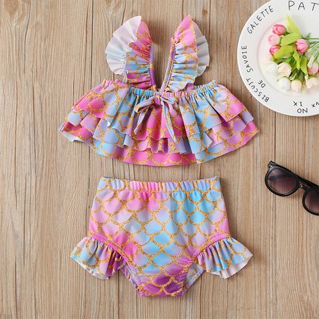 Girls swimsuit suit summer print swimming sling clothing children water sportswear NHLF254110's discount tags