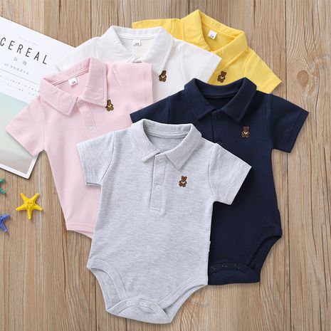 new all-match baby  toddler boys candy color jumpsuit short-sleeved triangle climbing clothes wholesale's discount tags
