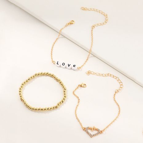vente chaude mode enfants acrylique lettre perles rondes lettre bracelet trois pièces ensemble en gros's discount tags
