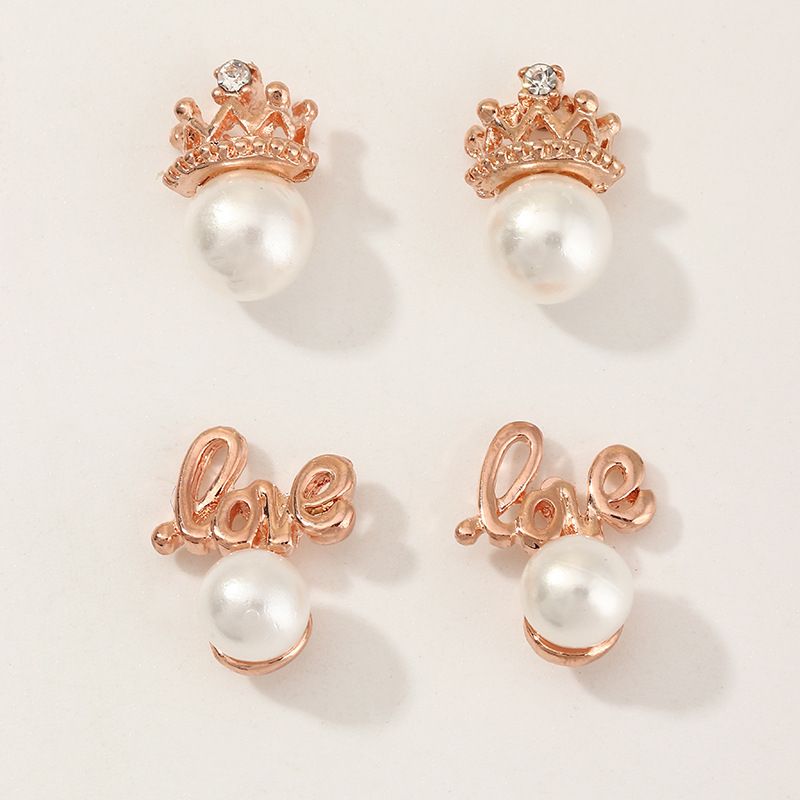 Los nios de la moda coreana exquisitos pendientes de circonita con incrustaciones de perlas simples al por mayor