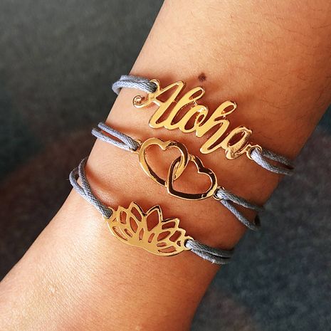 Fashion three-piece letter boho style alloy bracelet  wholesale's discount tags