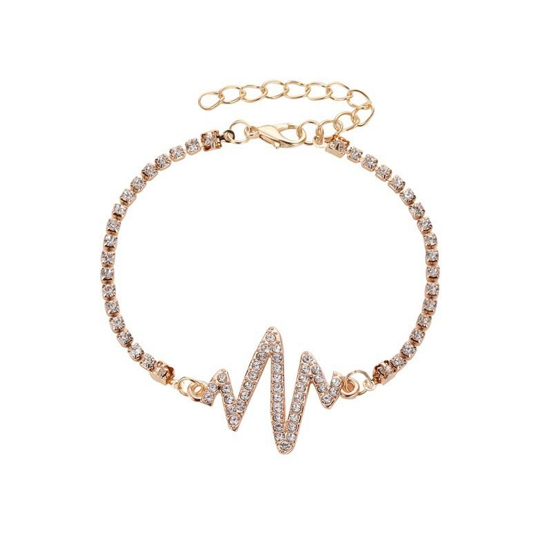 new flash diamond heartbeat simple lightning frequency alloy bracelet for women