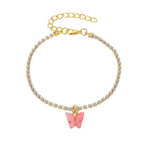 Fashion new inlaid shiny rhinestone wild simple butterfly alloy pendant anklet's discount tags