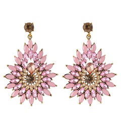 retro fashion all-match diamond flower rhinestone long drop shape earrings wholesale
