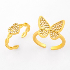 Fashion diamond butterfly ring heart-shaped  ring