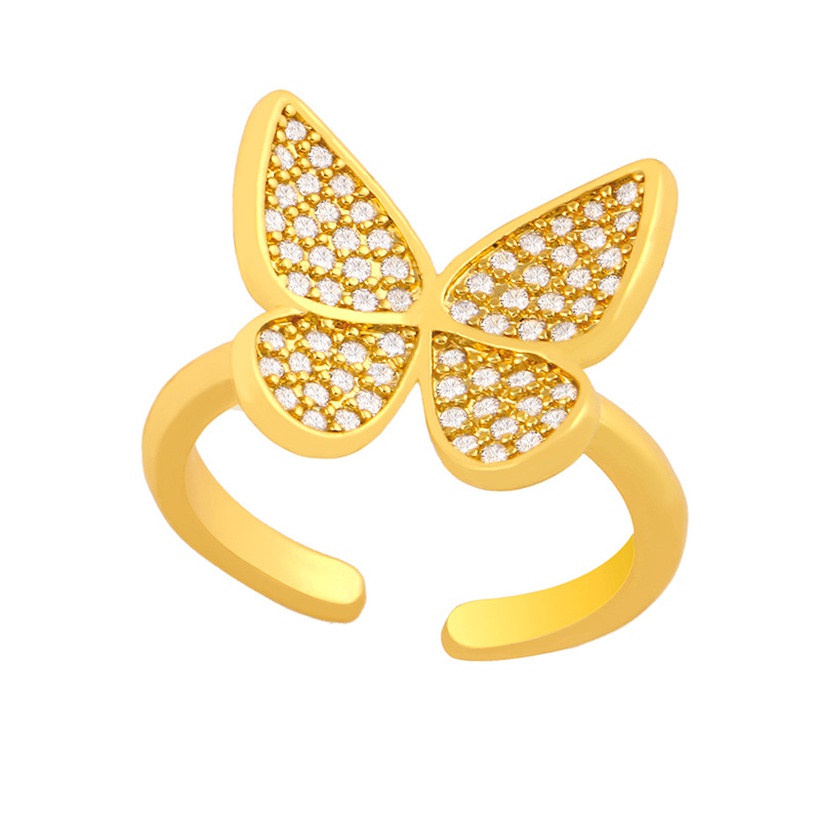 Bijoux Fantaisie Bagues | Bague Papillon En Diamant De Mode Bague En Forme De Coeur - IG42603