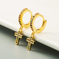 New personality cross earrings  gold plated with color zircon  earrings wholesale