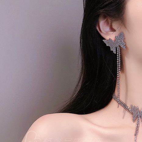 Butterfly rhinestone tassel new Korean simple long earrings wholesale's discount tags