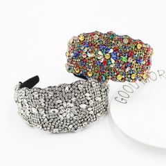 New  fashion baroque diamond-studded geometric shape wide-sided headband