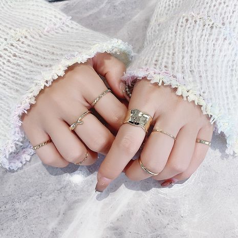 twisted knotted ring set index finger ring plain ring 8-piece set wholesale NHMS254611's discount tags