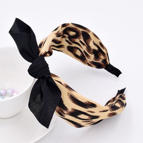 new bow leopard print wide-brimmed retro  headband for women's discount tags