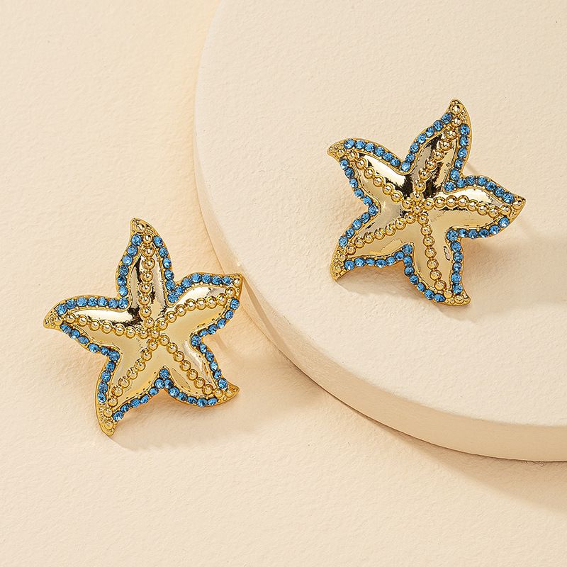 moda 1 par de pendientes de estrellas de mar de diamantes venta al por mayor de venta caliente